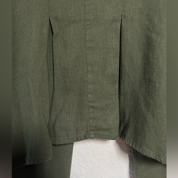 Free people cinched waist button detail olive army green linen blazer size xs - Picture 13 of 16